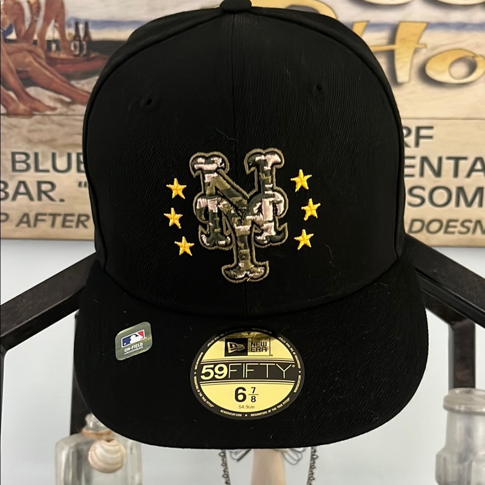 New Era Black fitted NY Met Cap